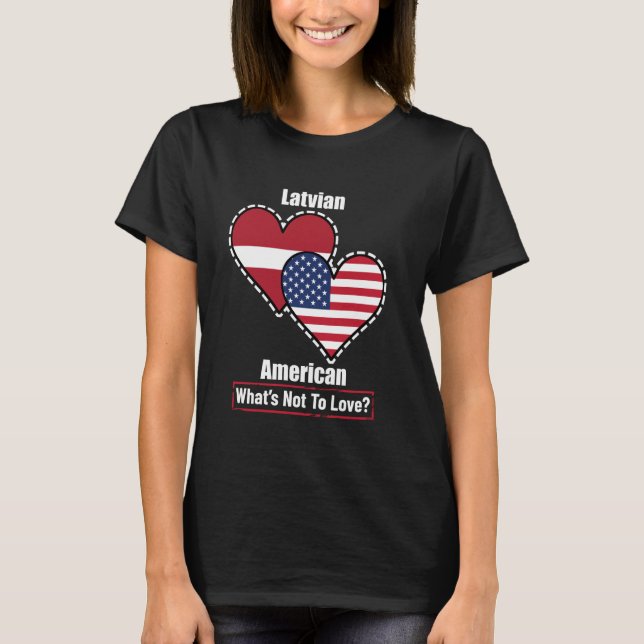 T-shirt Drapeaux cardiaques américains lettons Qu'est-ce q (Devant)