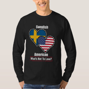 T-shirt Drapeaux cardiaques américains suédois Qu'est-ce q