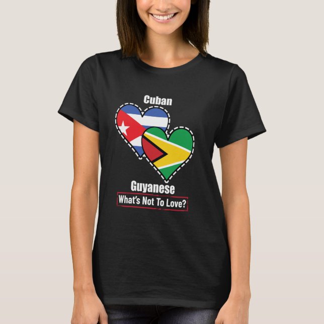T-shirt Drapeaux cardiaques cubains Guyanais Qu'est-ce que (Devant)