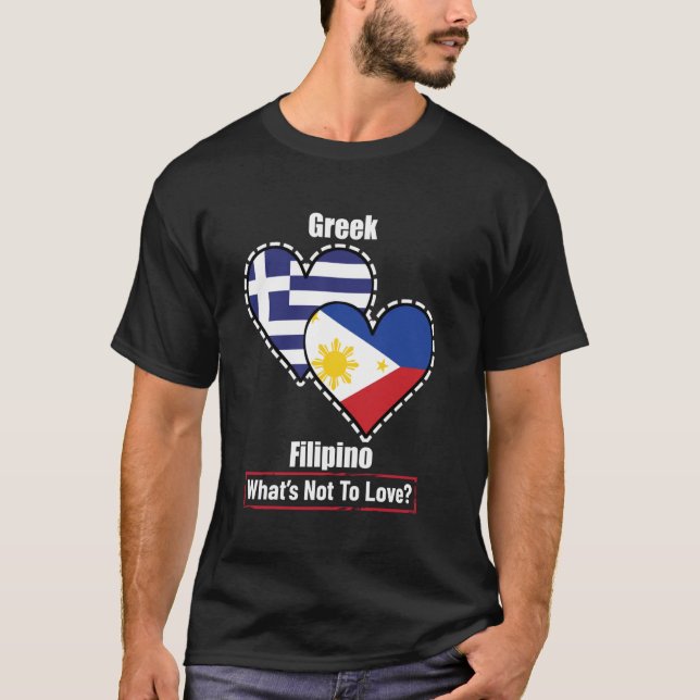 T-shirt Drapeaux cardiaques philippins grecs Qu'est-ce que (Devant)
