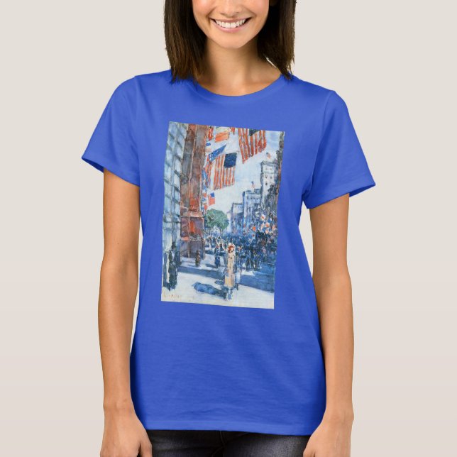 T-shirt Drapeaux Cinquième Avenue par Childe Hassam, Art V (Devant)