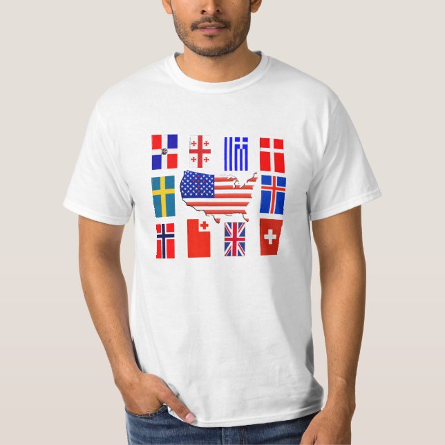 T-SHIRT DRAPEAUX CROISÉS AUTOUR DU MONDE (Devant)