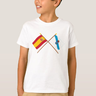 T-shirt Drapeaux croisés de l'Espagne et de la Galicie
