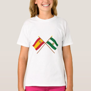 T-shirt Drapeaux croisés de l'Espagne et de l'Andalucía