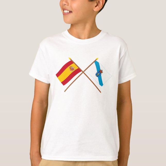 T-shirt Drapeaux croisés d'Espagne et de Galice (Devant)