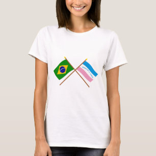T-shirt Drapeaux croisés du Brésil et de l'Espírito San