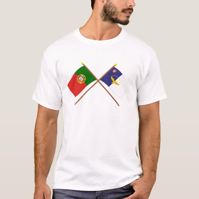 T-shirt Drapeaux croisés du Portugal et des Açores (Devant)