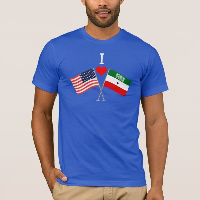 T-shirt Drapeaux croisés USA-Somaliland Manches courtes ho (Devant)