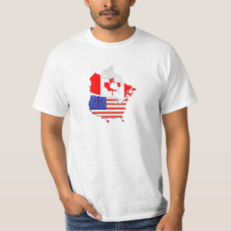 T-shirt Drapeaux de carte du CANADA Etats-Unis