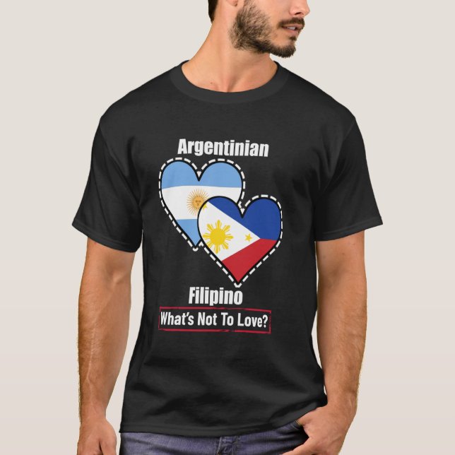 T-shirt Drapeaux De Coeur Argentin Philippin Qu'est Ce Qu' (Devant)