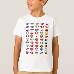 T-shirt Drapeaux de la forme cardiaque des pays
