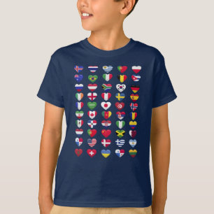 T-shirt Drapeaux de la forme cardiaque des pays