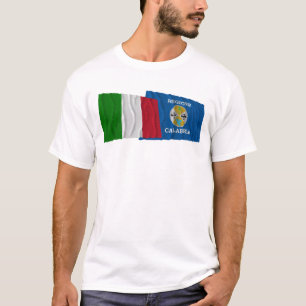 T-shirt Drapeaux de ondulation de l'Italie et de la