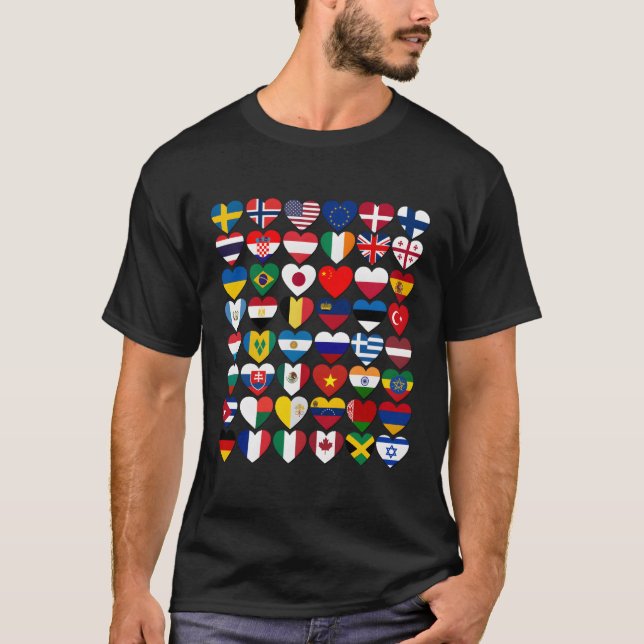 T-shirt Drapeaux De Pays Du Monde (Devant)