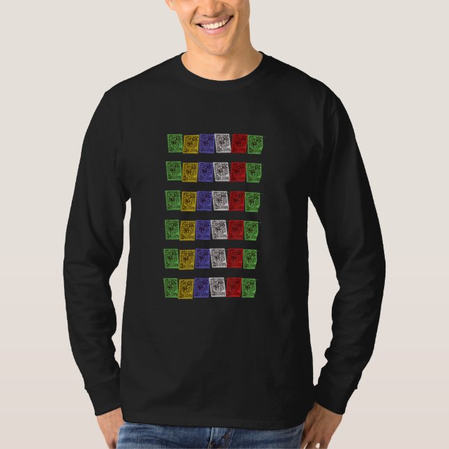 T-shirt Drapeaux De Prière Tibétains Dans Le Bouddhisme Né (Devant)