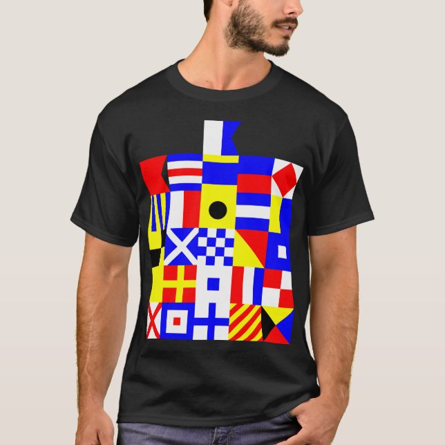 T-shirt Drapeaux de signalisation maritime Alphabet A–Z De (Devant)