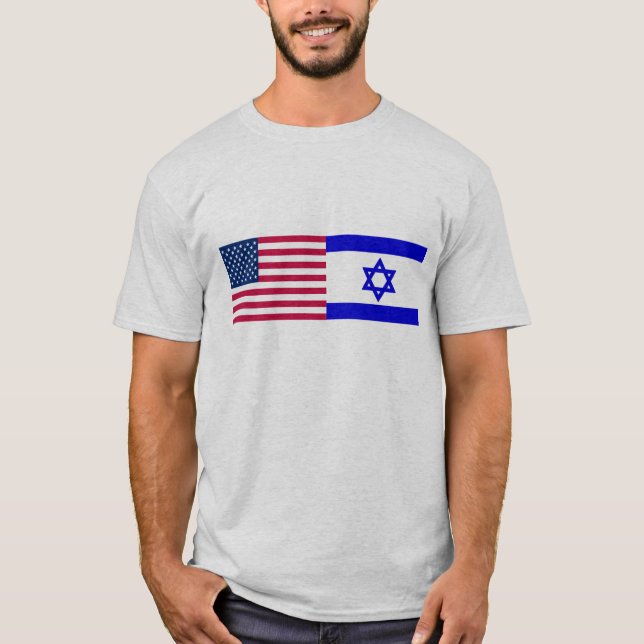 T-shirt Drapeaux des Etats-Unis et de l'Israël (Devant)