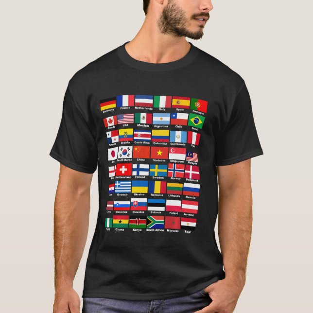 T-shirt Drapeaux Des Pays Du Monde International (Devant)