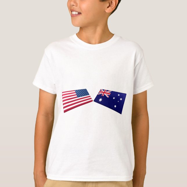 T-shirt Drapeaux des USA et de l'Australie (Devant)
