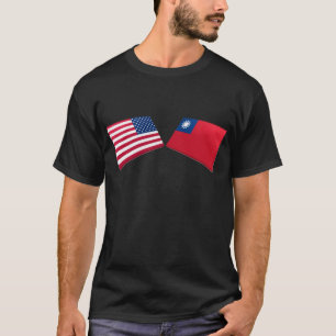 T-shirt Drapeaux des USA et de Taïwan