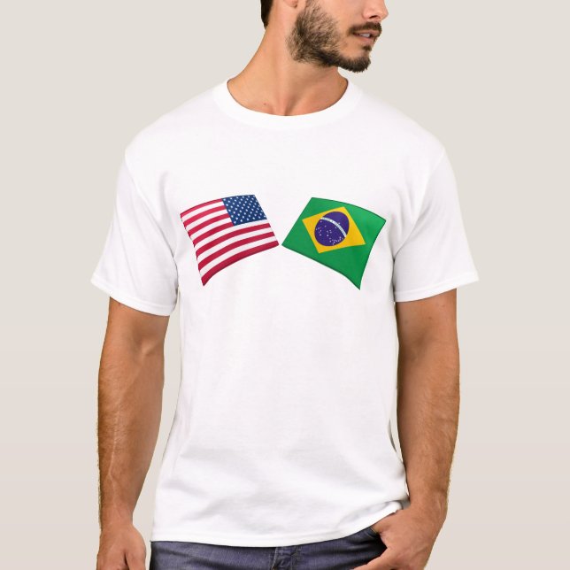 T-shirt Drapeaux des USA et du Brésil (Devant)