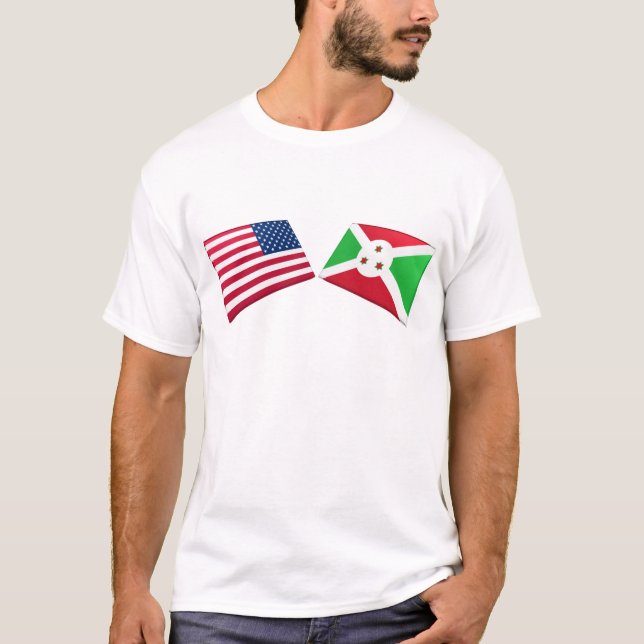 T-shirt Drapeaux des USA et du Burundi (Devant)