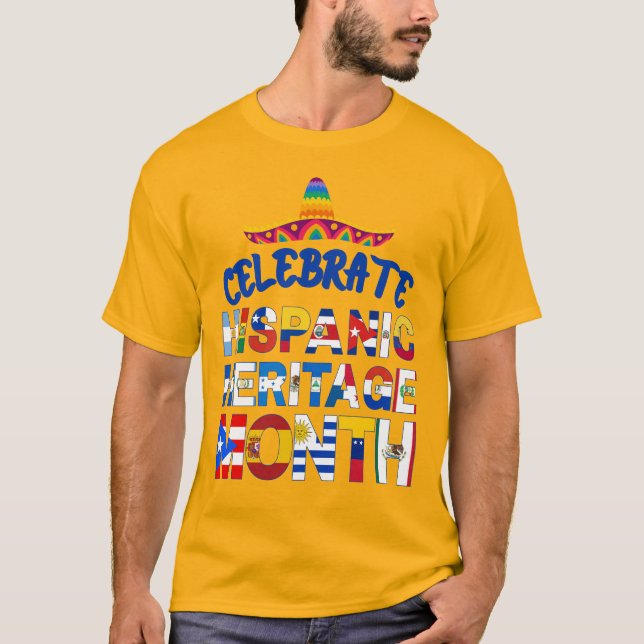 T-shirt Drapeaux du mois du PATRIMOINE HISPANIQUE célébré  (Devant)