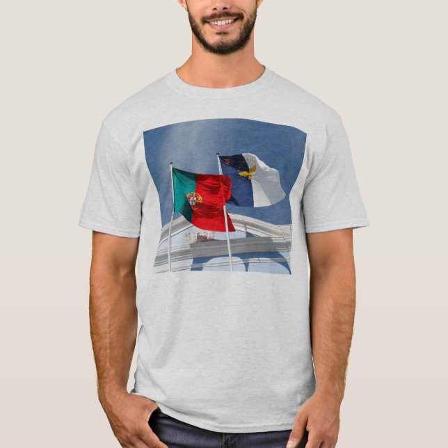 T-shirt Drapeaux du Portugal et des Açores (Devant)
