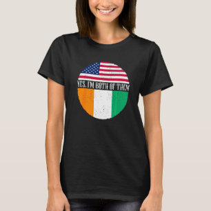 T-shirt Drapeaux États-Unis et Côte d'Ivoire Oui, je suis