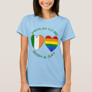 T-shirt Drapeaux fiers irlandais et cœur gay Fierté et Irl
