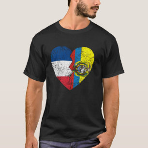 T-shirt Drapeaux Français Équatoriens Cœur France Équateu