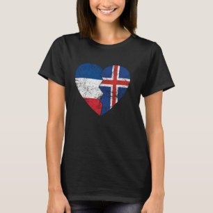 T-shirt Drapeaux français islandais Coeur France Islande R