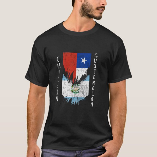 T-shirt Drapeaux guatémaltèques chiliens arrachés Chili Gu (Devant)