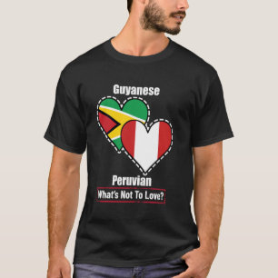 T-shirt Drapeaux guyano-péruviens du cœur Qu'est-ce qu'on