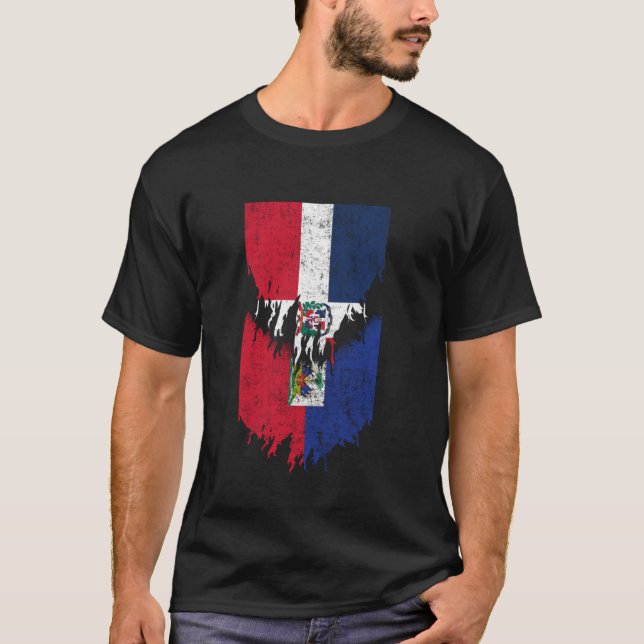 T-shirt Drapeaux haïtiens dominicains arrachés Repu domini (Devant)