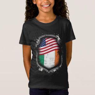 T-Shirt Drapeaux irlandais américains d'Irlande et d'Améri