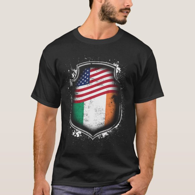 T-shirt Drapeaux irlandais américains d'Irlande et d'Améri (Devant)