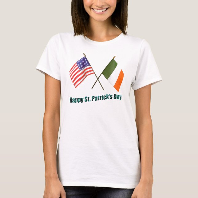 T-shirt Drapeaux irlandais et américains (Devant)