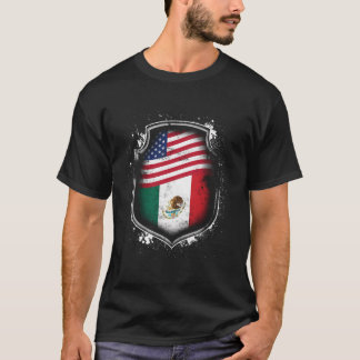 T-shirt Drapeaux Mexicains Américains Du Mexique Et De L'A