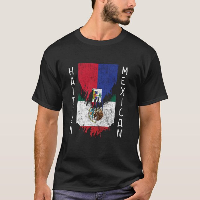 T-shirt Drapeaux mexicains haïtiens arrachés Haïti Mexique (Devant)