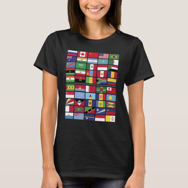 T-shirt Drapeaux Mondiaux 25 Plus Grands & 25 Plus Petits  (Devant)