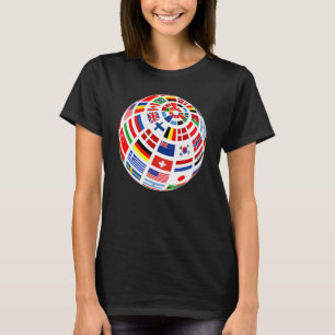 T-shirt Drapeaux mondiaux Les pays du monde Globe