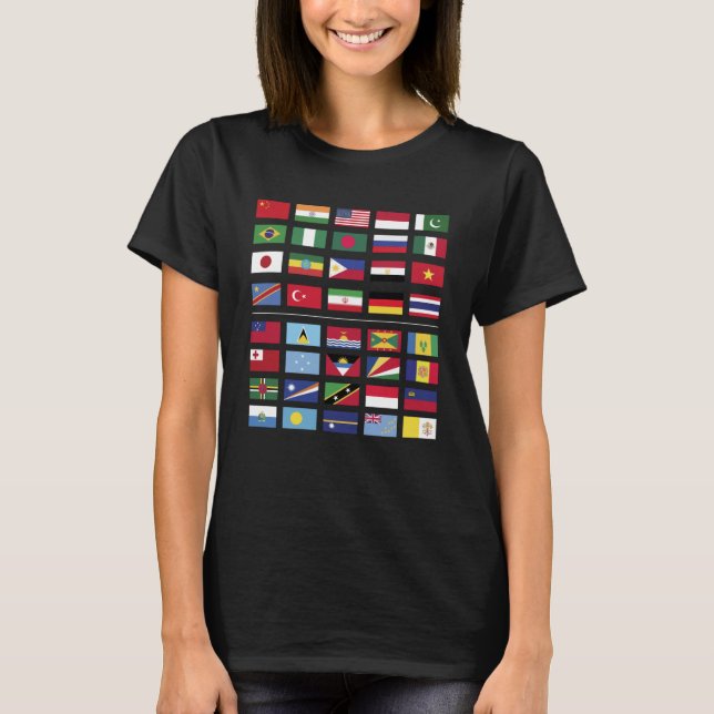 T-shirt Drapeaux mondiaux Pays les plus grands et les plus (Devant)