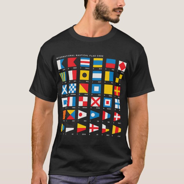 T-shirt Drapeaux nautiques avec numéros internationaux et  (Devant)