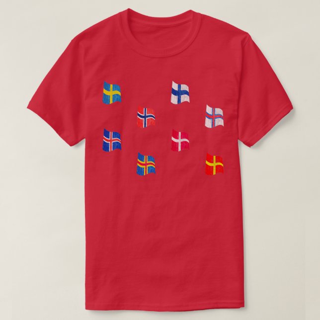 T-shirt Drapeaux Pays nordiques motif diagonal (Design devant)