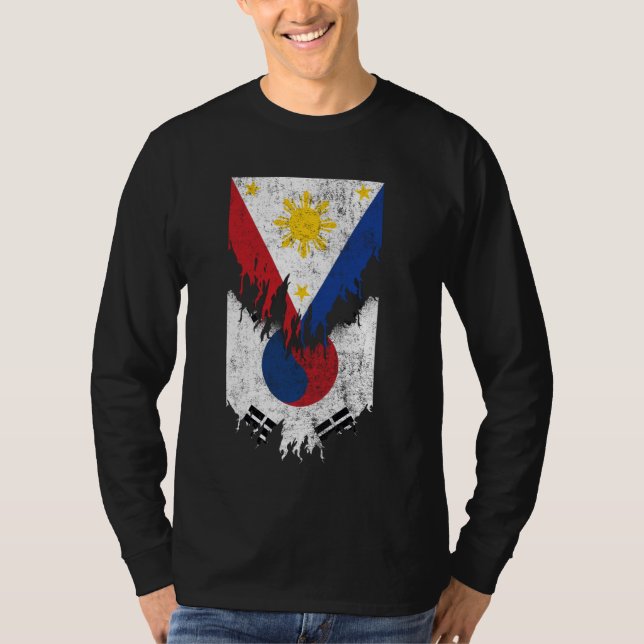 T-shirt Drapeaux philippins coréens arrachés sud des Phili (Devant)