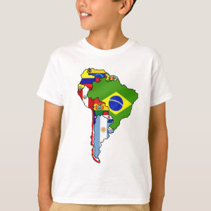 T-shirt Drapeaux sud-américains de carte de l'Amérique d