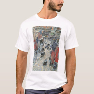 T-shirt Drapeaux sur la 57e Rue par Frederick Childe Hassa