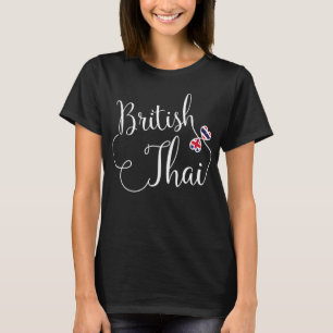 T-shirt Drapeaux thaïlandais Britanniques Coeurs intronisé