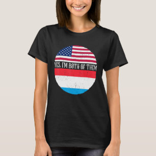 T-shirt Drapeaux USA Et Luxembourg Oui Je suis les deux